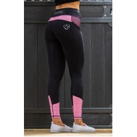 BARE Performance Riding Tights - Black with Pink Houndstooth