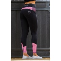 No Grip BARE Riding Tights - Black with Pink Houndstooth