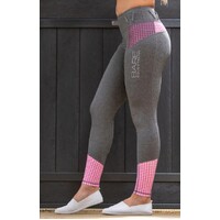 No Grip BARE Riding Tights - Grey with Pink Houndstooth