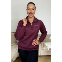 BARE Quarter Zip Teddy Sweater - Wine