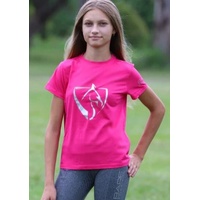 BARE Youth Silver Logo T-Shirt - DARK PINK
