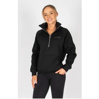 BARE Quarter Zip Teddy Pullover Sweater - Black