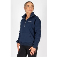BARE Quarter Zip Teddy Pullover Sweater - Navy