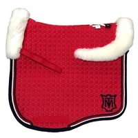 E.A Mattes Eurofit Full Fleece Saddle Pad - Cherry Red with Navy & White