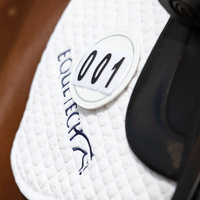 Equetech Deluxe Leather Saddle Cloth Number Holders - White Pair