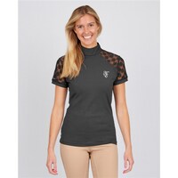 Huntington Jasmine Short Sleeved Lace Shirt - Charcoal