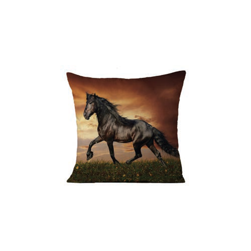 Cavallino Glistening Black Horse Cushion