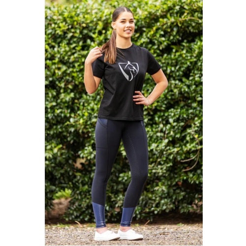 BARE Performance Tights Youth  - Black and Navy Croc