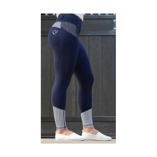BARE Performance Tights Navy- White Houndstooth