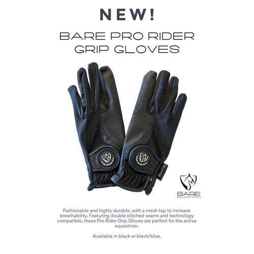 BARE Pro Rider Mesh Grip Gloves - Black