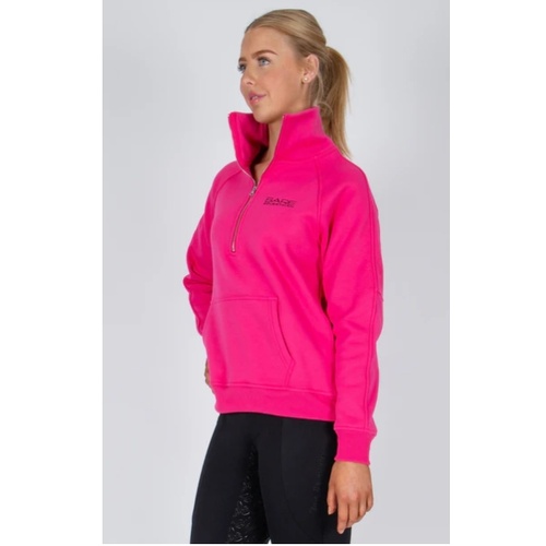 BARE Quarter Zip Teddy Pullover Sweater - Deep Pink