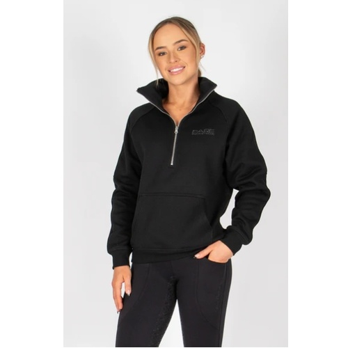 BARE Quarter Zip Teddy Pullover Sweater - Black