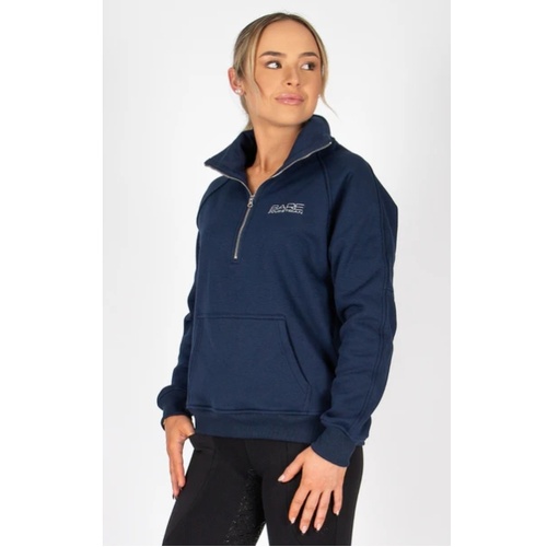 BARE Quarter Zip Teddy Pullover Sweater - Navy
