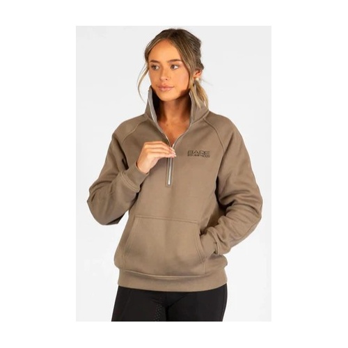 BARE Quarter Zip Teddy Pullover Sweater - Walnut