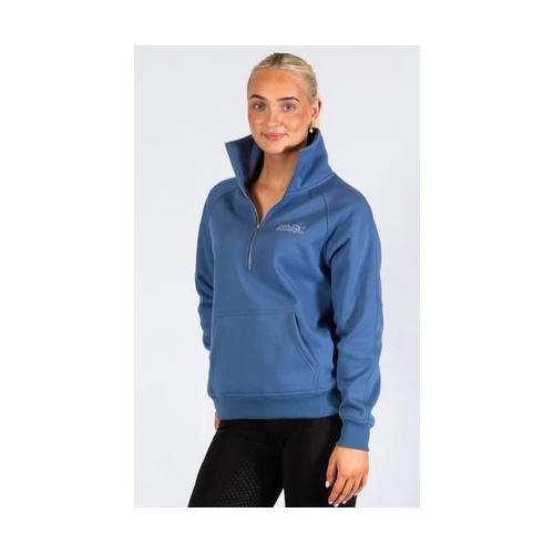 BARE Quarter Zip Teddy Pullover Sweater - Windsor Blue
