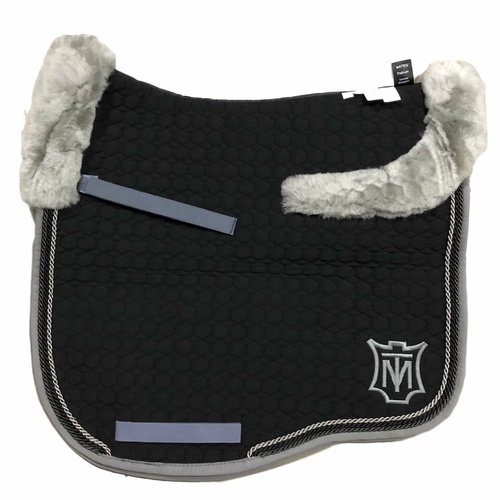 E.A Mattes Eurofit Top Fleece Saddle Pad - Black & Grey (Grey Velcro)