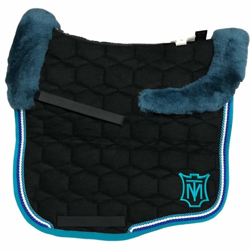 E.A Mattes Eurofit Top Fleece Saddle Pad - Black Velvet & Petrol