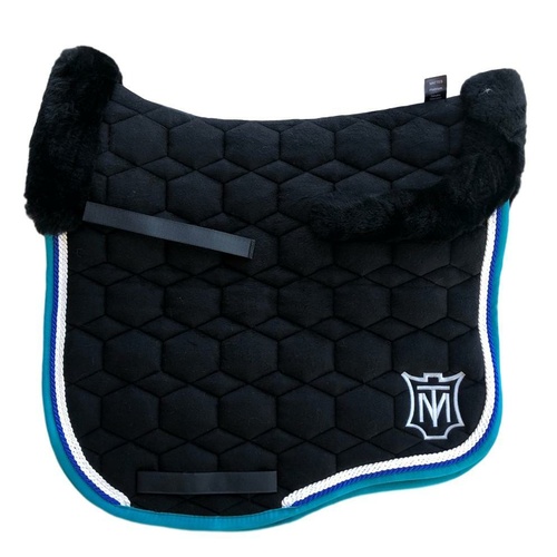 E.A Mattes Eurofit Top Fleece Saddle Pad - Black Velvet & Petrol/Pearl