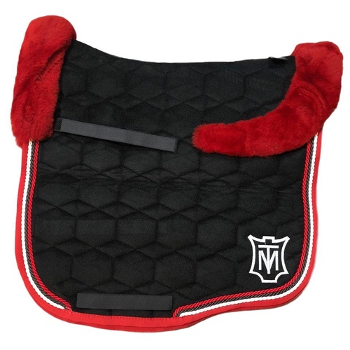 E.A Mattes Eurofit Top Fleece Saddle Pad - Black Velvet with Red