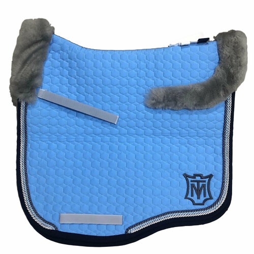 E.A Mattes Eurofit Top Fleece Saddle Pad - Light Blue with Navy & Grey