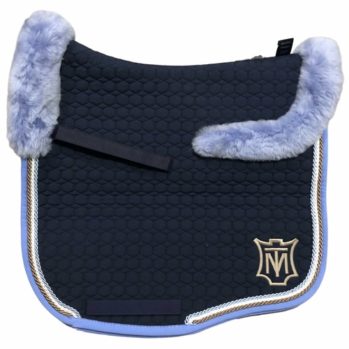 E.A Mattes Eurofit Top Fleece Saddle Pad - Navy, Light Blue & Pigeon