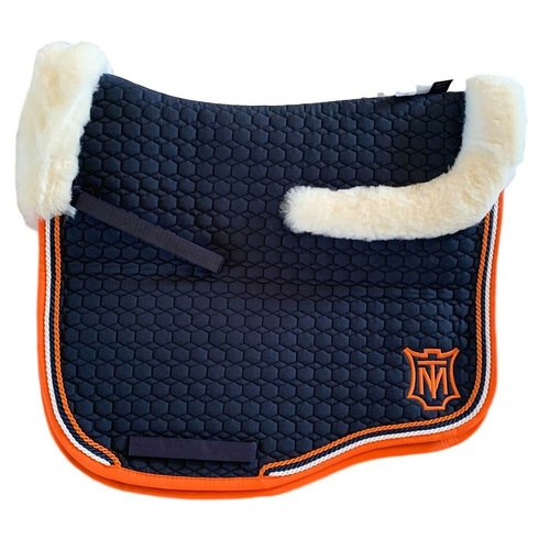 E.A Mattes Eurofit Top Fleece Saddle Pad - Navy & Orange/White