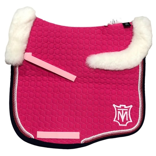 E.A Mattes Eurofit White Top Fleece Saddle Pad - Orchidee & Navy