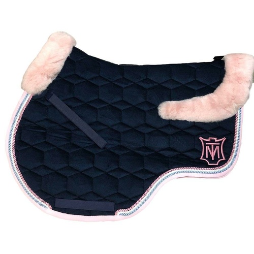 E.A Mattes Top Fleece Velvet AP Saddle Pad - Navy & Rose