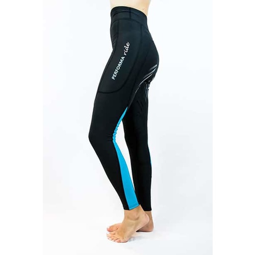 Performa Ride Colour Block Riding Tights - Black/ Aqua 